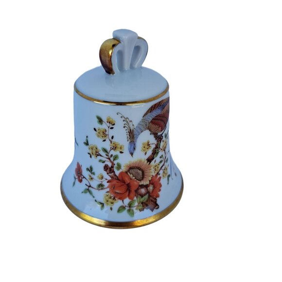 AK Kaiser Porcelain Collectible Bell Danbury Mint Flowers Pheasant Bird Vintage - Picture 3 of 13